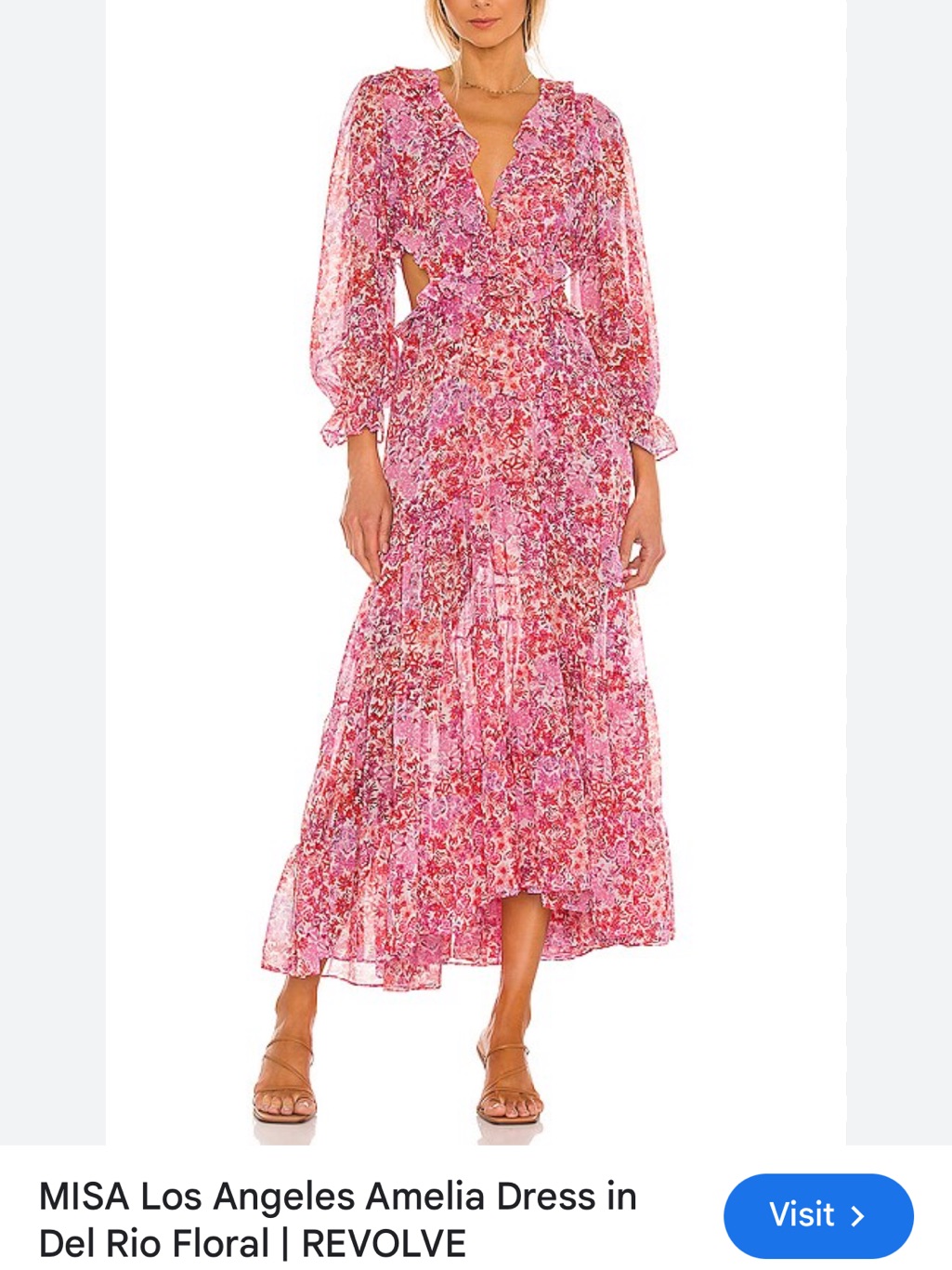 Misa Los Angeles Amelia Midi Dress In Pink Del Rio Floral Size Small